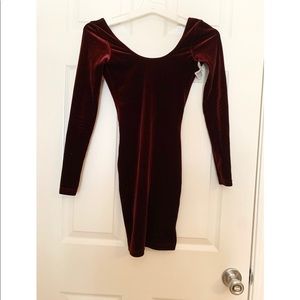 Red long sleeve open back dress size small